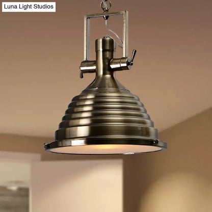 Industrial Metallic Cone Pendant Lamp - Bronze/Rust/Chrome Finish, 14"/16" Width, Hanging Ceiling Light