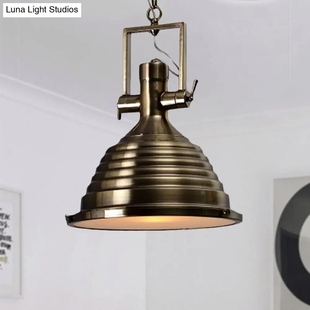 Industrial Metallic Cone Pendant Lamp - Bronze/Rust/Chrome Finish, 14"/16" Width, Hanging Ceiling Light