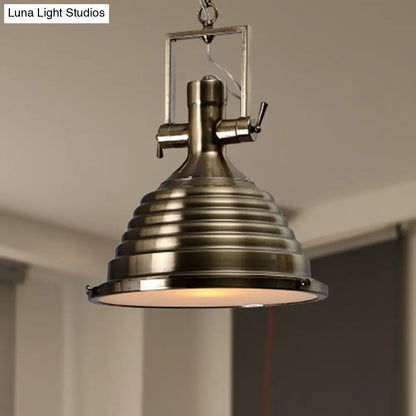 Industrial Metallic Cone Pendant Lamp - Bronze/Rust/Chrome Finish, 14"/16" Width, Hanging Ceiling Light