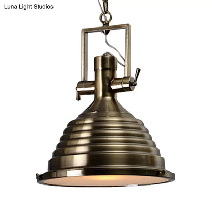 Industrial Metallic Cone Pendant Lamp - Bronze/Rust/Chrome Finish, 14"/16" Width, Hanging Ceiling Light