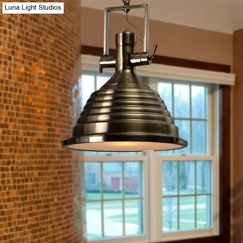 Industrial Metallic Cone Pendant Lamp - Bronze/Rust/Chrome Finish, 14"/16" Width, Hanging Ceiling Light