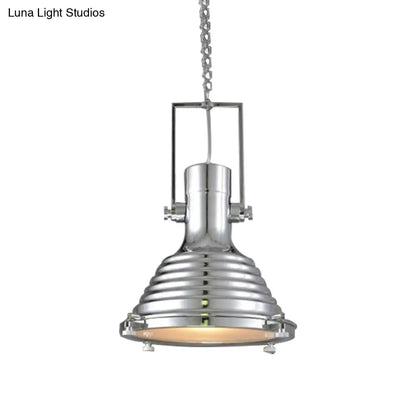 Industrial Metallic Cone Pendant Lamp - Bronze/Rust/Chrome Finish, 14"/16" Width, Hanging Ceiling Light