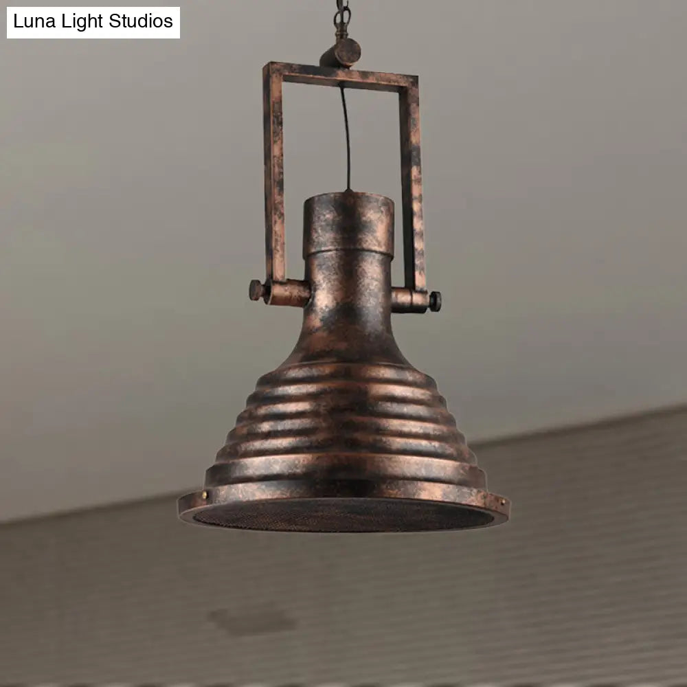 Industrial Metallic Cone Pendant Lamp - Bronze/Rust/Chrome Finish, 14"/16" Width, Hanging Ceiling Light