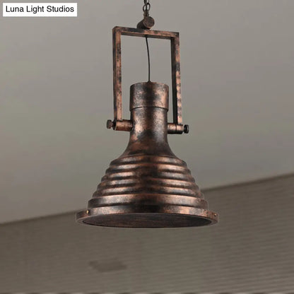 Industrial Metallic Cone Pendant Lamp - Bronze/Rust/Chrome Finish, 14"/16" Width, Hanging Ceiling Light