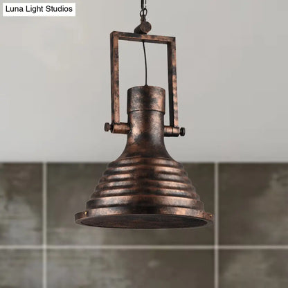 Industrial Metallic Cone Pendant Lamp - Bronze/Rust/Chrome Finish, 14"/16" Width, Hanging Ceiling Light