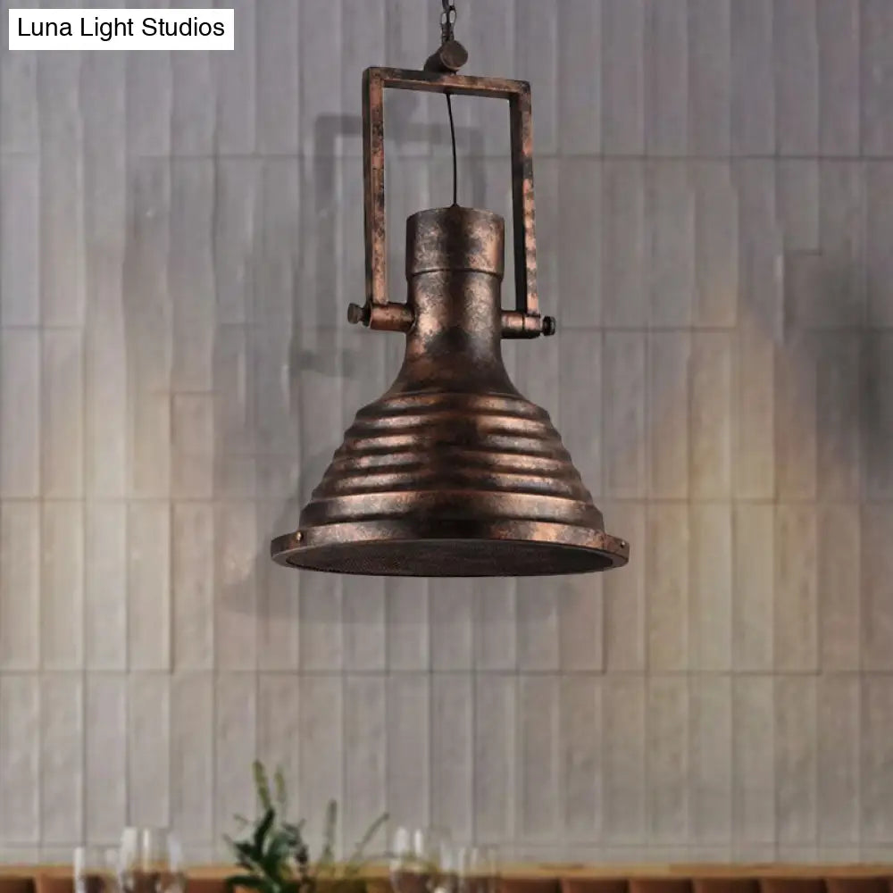 Industrial Metallic Cone Pendant Lamp - Bronze/Rust/Chrome Finish, 14"/16" Width, Hanging Ceiling Light