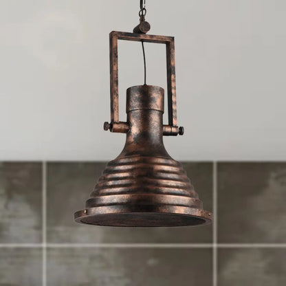 Industrial Metallic Cone Pendant Lamp - Bronze/Rust/Chrome Finish, 14"/16" Width, Hanging Ceiling Light