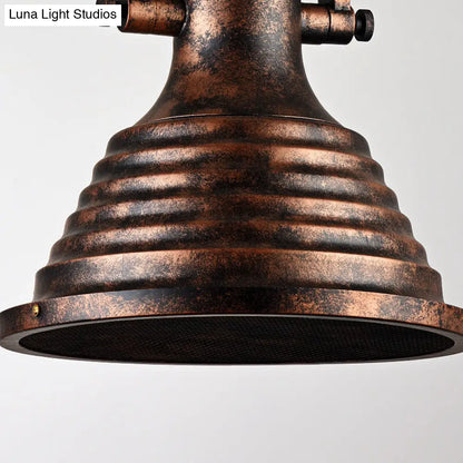 Industrial Metallic Cone Pendant Lamp - Bronze/Rust/Chrome Finish, 14"/16" Width, Hanging Ceiling Light