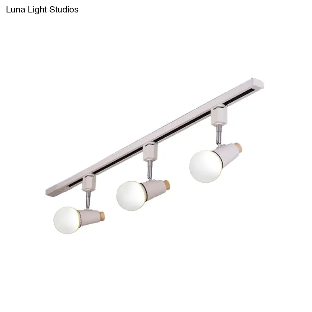 DecorBites™ DecorBites™ Industrial Metallic Linear Ceiling Light - 3/4 Heads Adjustable Semi Flush Track Fixture with Cup Shade in Black/White