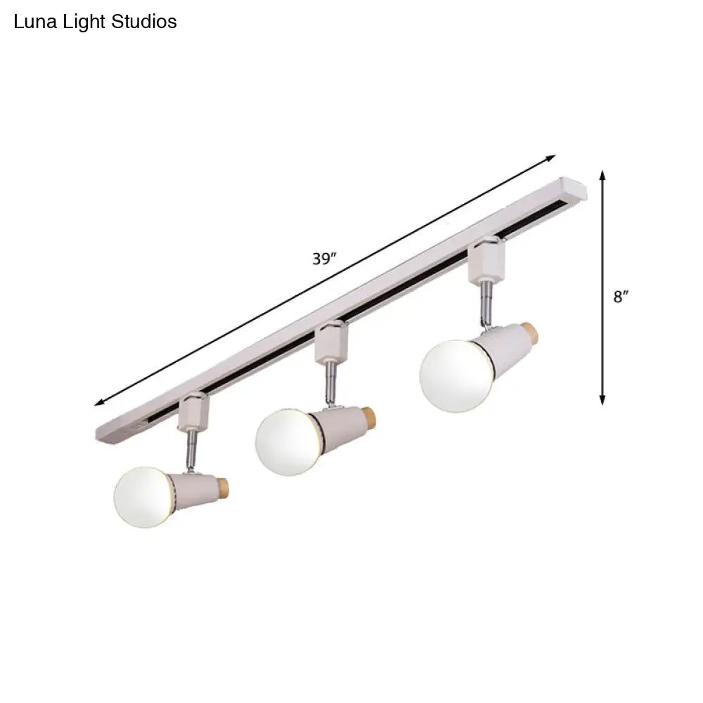 DecorBites™ DecorBites™ Industrial Metallic Linear Ceiling Light - 3/4 Heads Adjustable Semi Flush Track Fixture with Cup Shade in Black/White