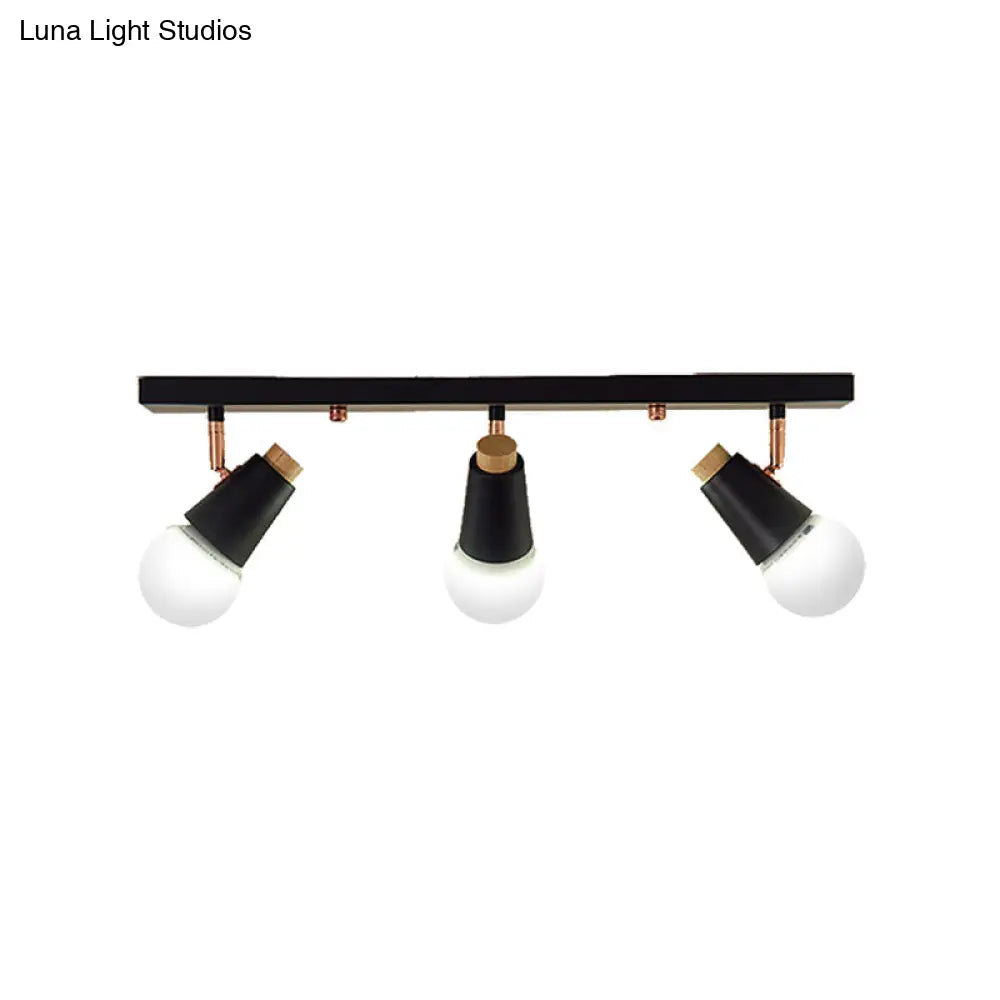 DecorBites™ DecorBites™ Industrial Metallic Linear Ceiling Light - 3/4 Heads Adjustable Semi Flush Track Fixture with Cup Shade in Black/White