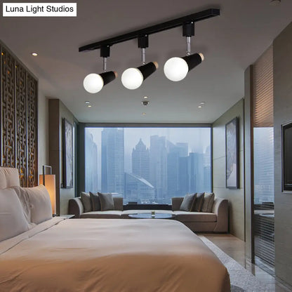 DecorBites™ DecorBites™ Industrial Metallic Linear Ceiling Light - 3/4 Heads Adjustable Semi Flush Track Fixture with Cup Shade in Black/White