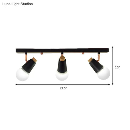 DecorBites™ DecorBites™ Industrial Metallic Linear Ceiling Light - 3/4 Heads Adjustable Semi Flush Track Fixture with Cup Shade in Black/White