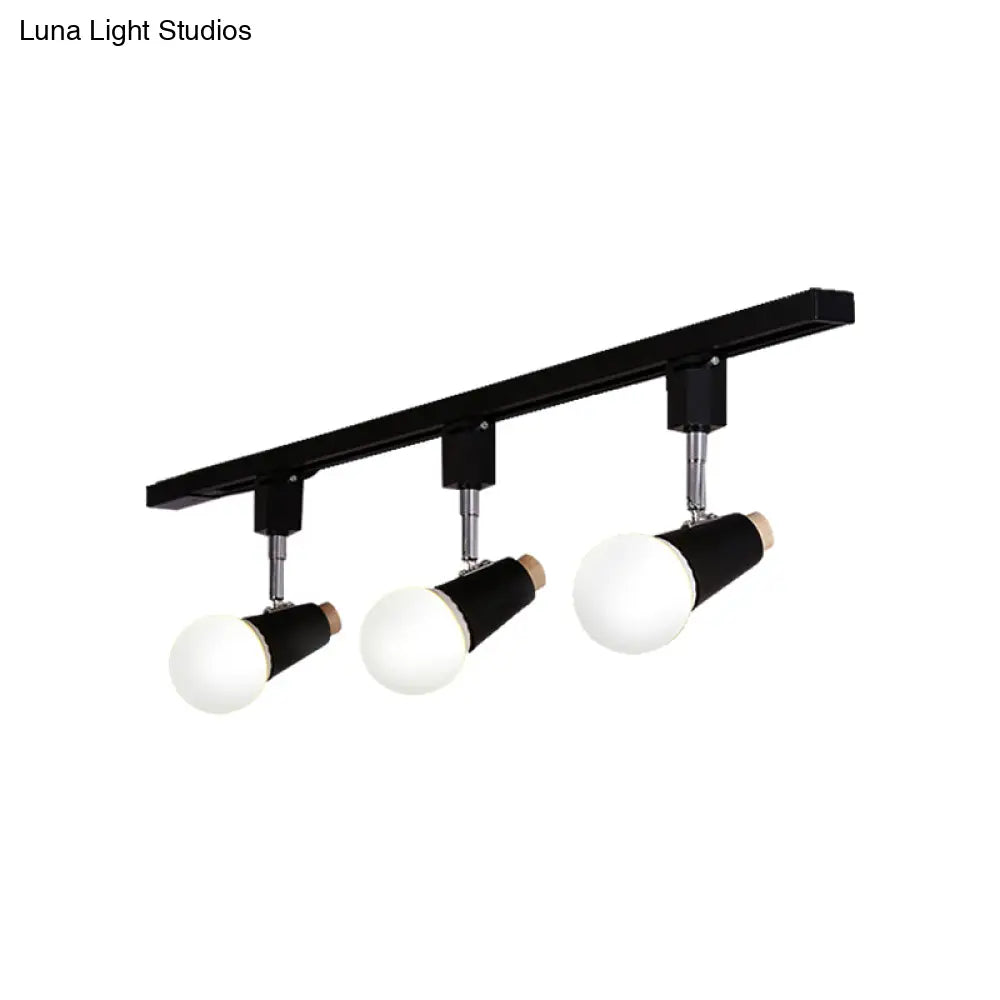 DecorBites™ DecorBites™ Industrial Metallic Linear Ceiling Light - 3/4 Heads Adjustable Semi Flush Track Fixture with Cup Shade in Black/White
