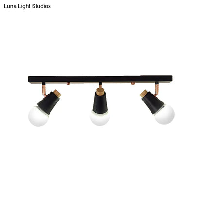 DecorBites™ DecorBites™ Industrial Metallic Linear Ceiling Light - 3/4 Heads Adjustable Semi Flush Track Fixture with Cup Shade in Black/White