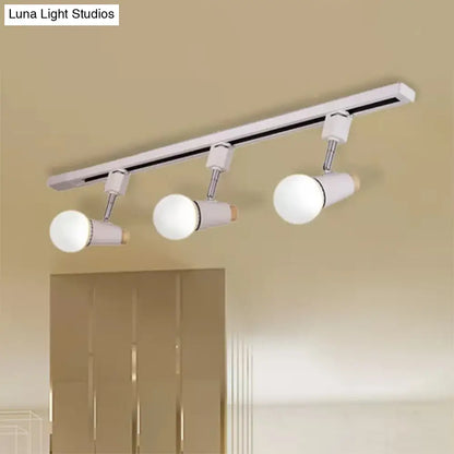 DecorBites™ DecorBites™ Industrial Metallic Linear Ceiling Light - 3/4 Heads Adjustable Semi Flush Track Fixture with Cup Shade in Black/White