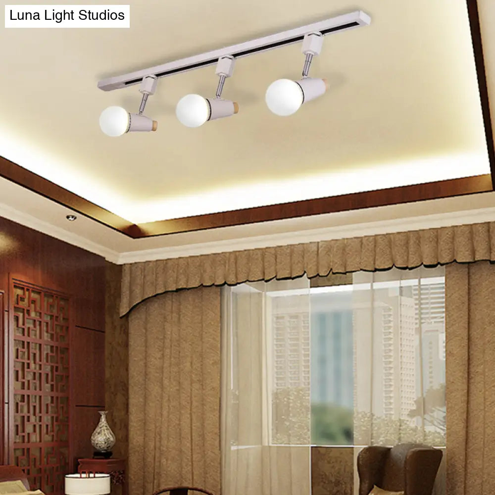 DecorBites™ DecorBites™ Industrial Metallic Linear Ceiling Light - 3/4 Heads Adjustable Semi Flush Track Fixture with Cup Shade in Black/White