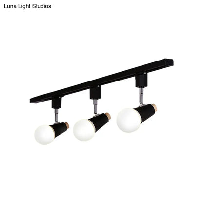 DecorBites™ DecorBites™ Industrial Metallic Linear Ceiling Light - 3/4 Heads Adjustable Semi Flush Track Fixture with Cup Shade in Black/White