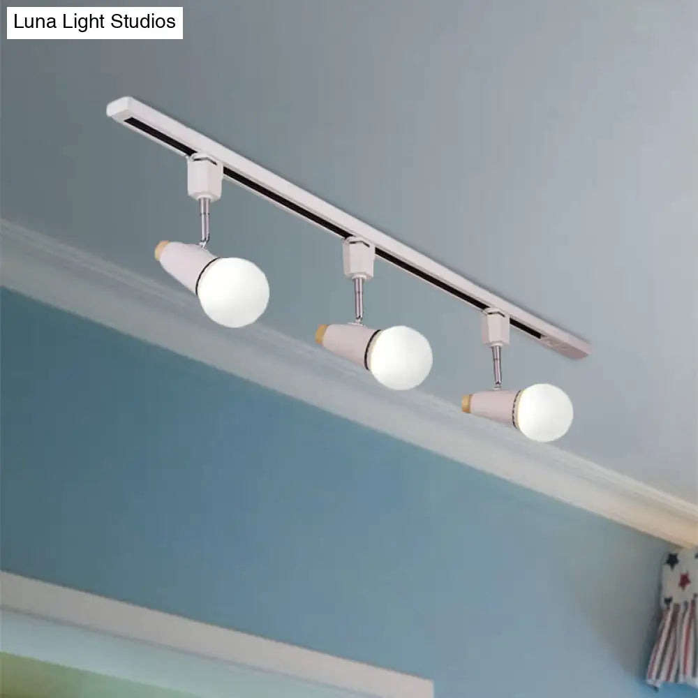 DecorBites™ DecorBites™ Industrial Metallic Linear Ceiling Light - 3/4 Heads Adjustable Semi Flush Track Fixture with Cup Shade in Black/White
