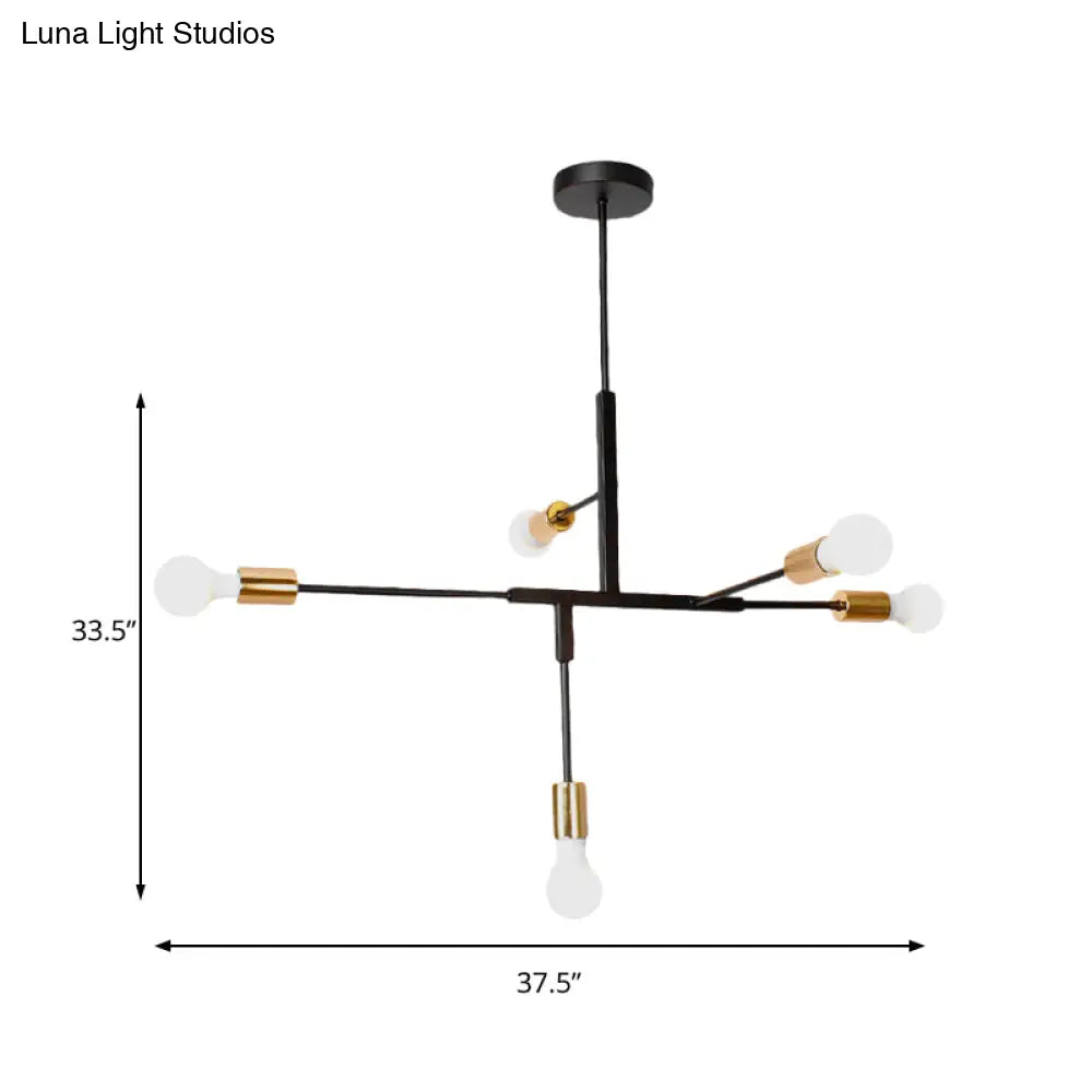 Industrial Metallic Multi Light Black Finish Chandelier Lamp - Branch Living Room Hanging Light