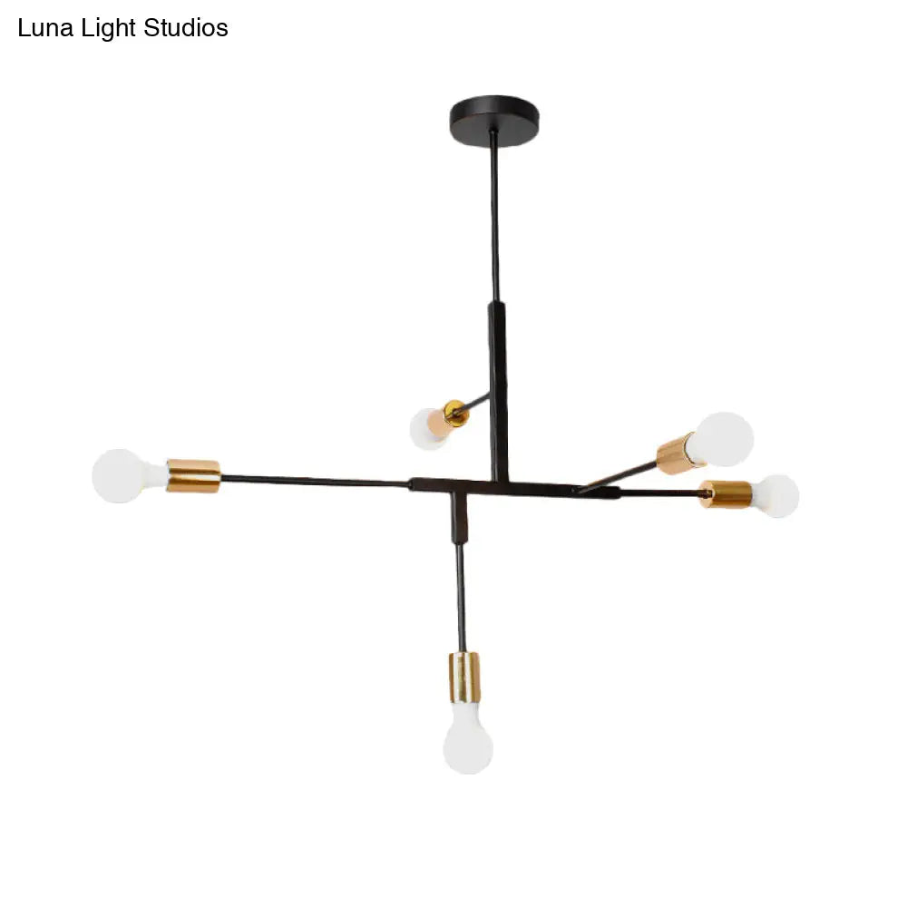 Industrial Metallic Multi Light Black Finish Chandelier Lamp - Branch Living Room Hanging Light