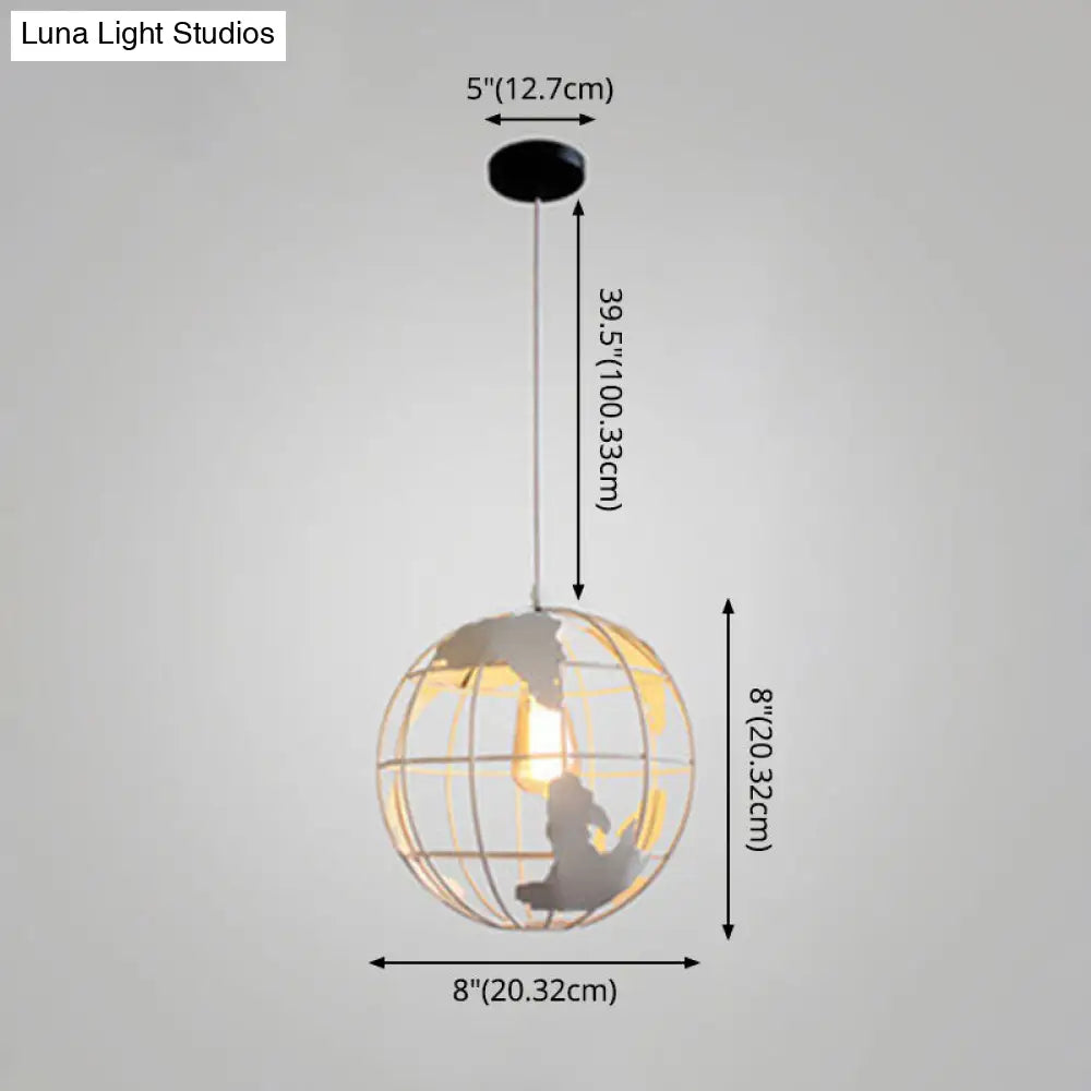 Industrial Metallic Pendant Light with Cage Globe Design for Coffee Shop - 1 Light Ceiling Fixture