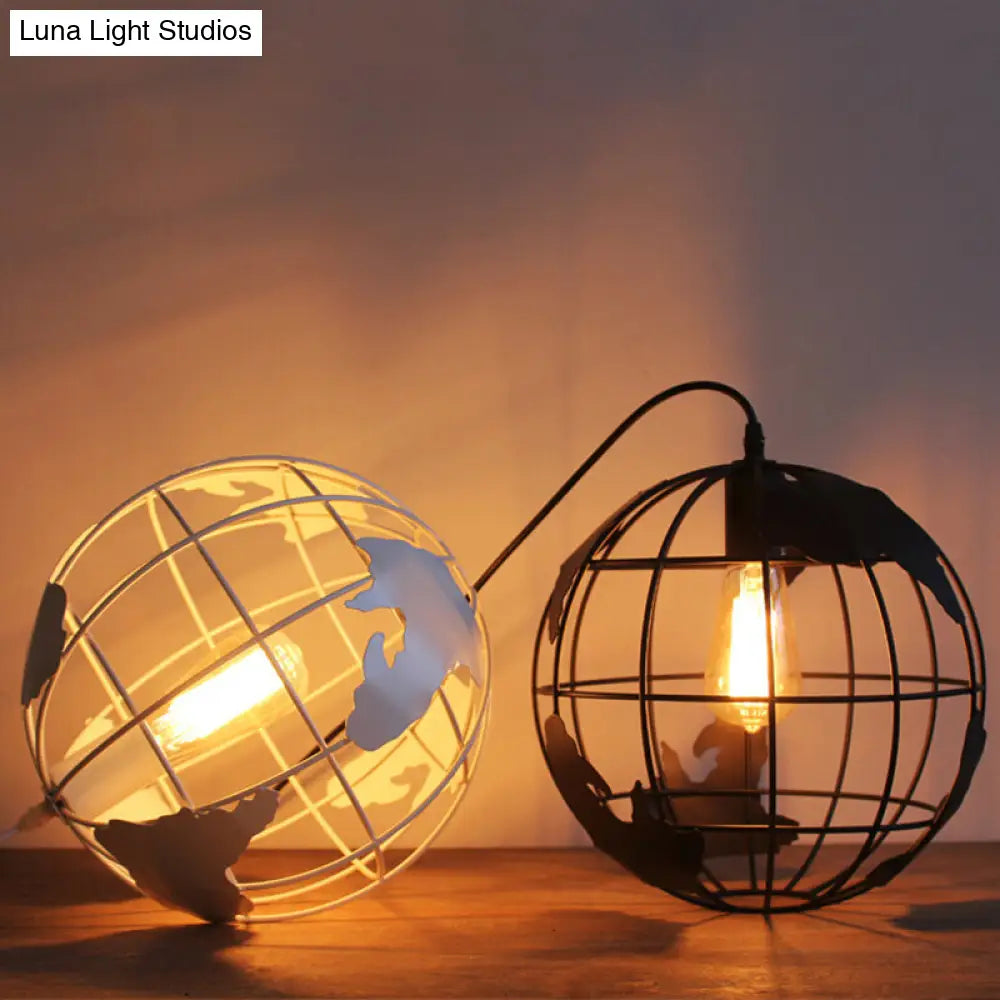 Industrial Metallic Pendant Light with Cage Globe Design for Coffee Shop - 1 Light Ceiling Fixture