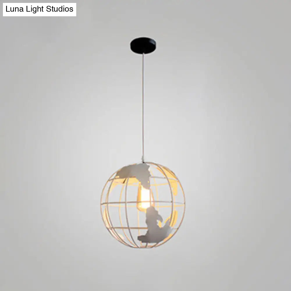 Industrial Metallic Pendant Light with Cage Globe Design for Coffee Shop - 1 Light Ceiling Fixture