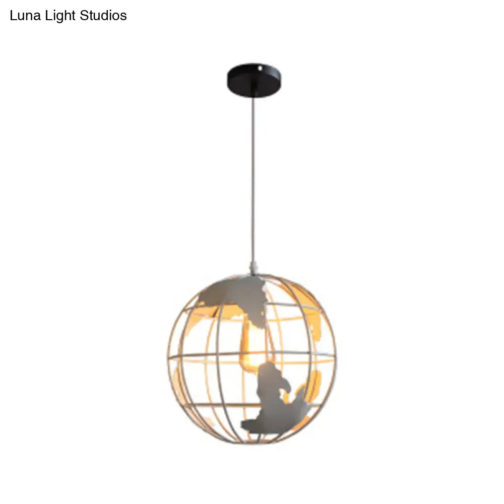 Industrial Metallic Pendant Light with Cage Globe Design for Coffee Shop - 1 Light Ceiling Fixture