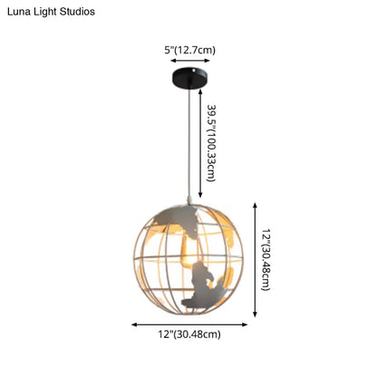 Industrial Metallic Pendant Light with Cage Globe Design for Coffee Shop - 1 Light Ceiling Fixture