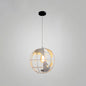 Industrial Metallic Pendant Light with Cage Globe Design for Coffee Shop - 1 Light Ceiling Fixture