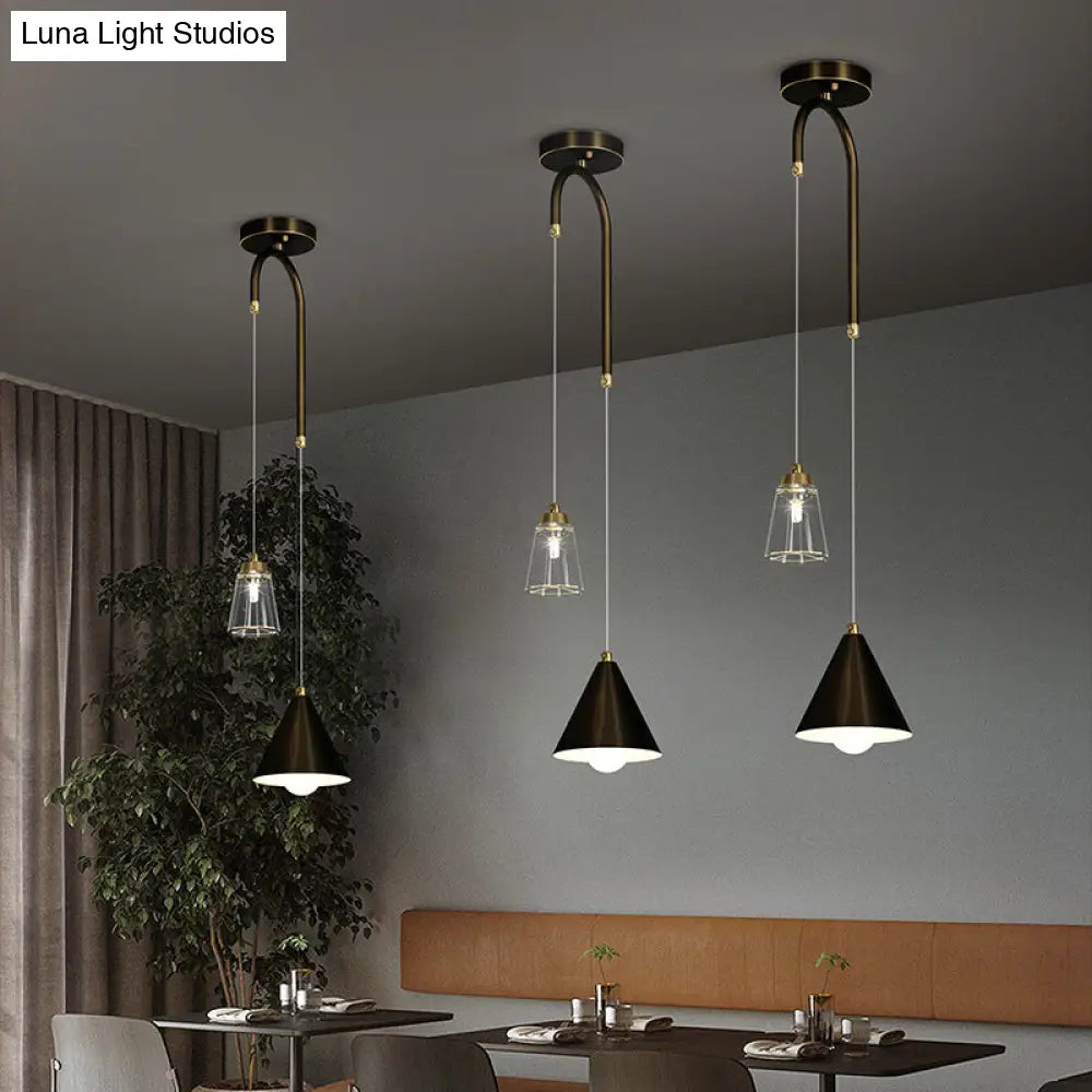 Industrial Mini Pendant Ceiling Light – Modern Metal Cone Hanging Lamp for Dining Room