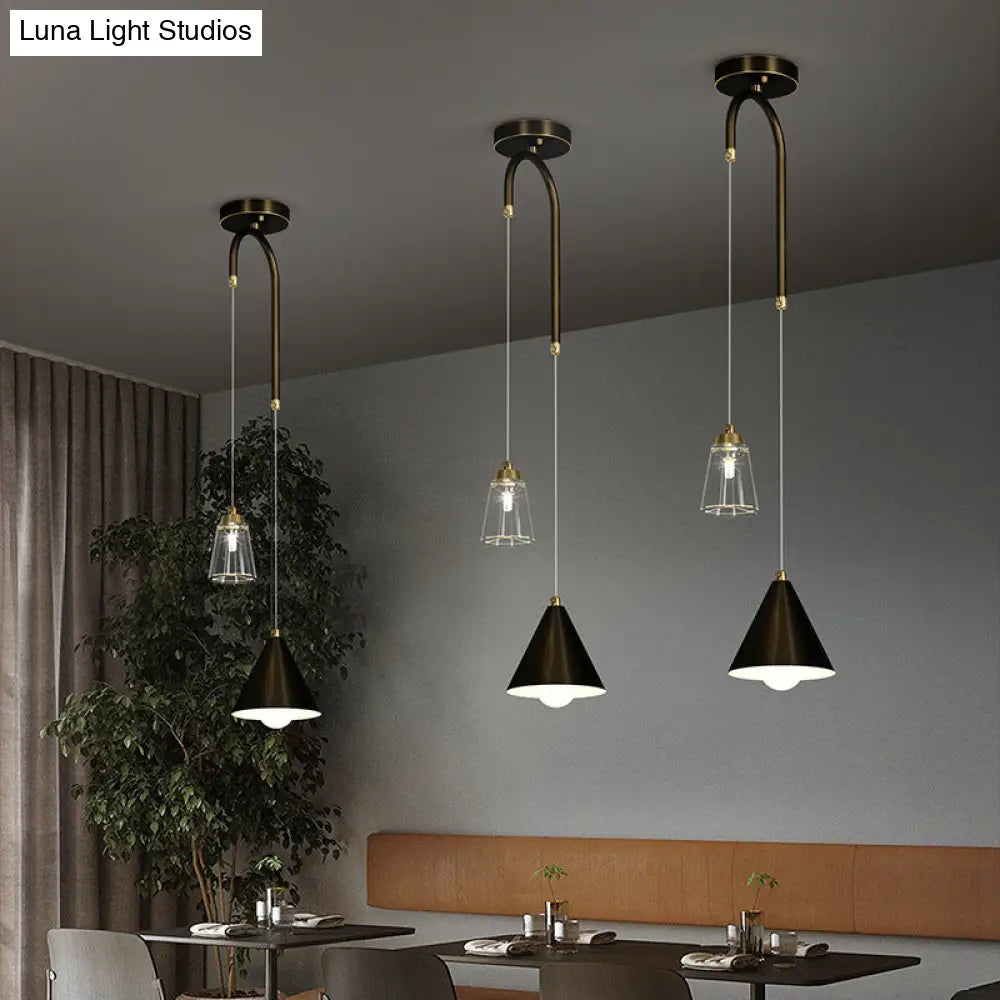 Industrial Mini Pendant Ceiling Light – Modern Metal Cone Hanging Lamp for Dining Room