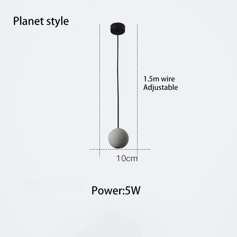 Minimalist pendant lamp with matte gray cement chandelier shade and adjustable black wire for industrial kitchen decorbites cement lighting