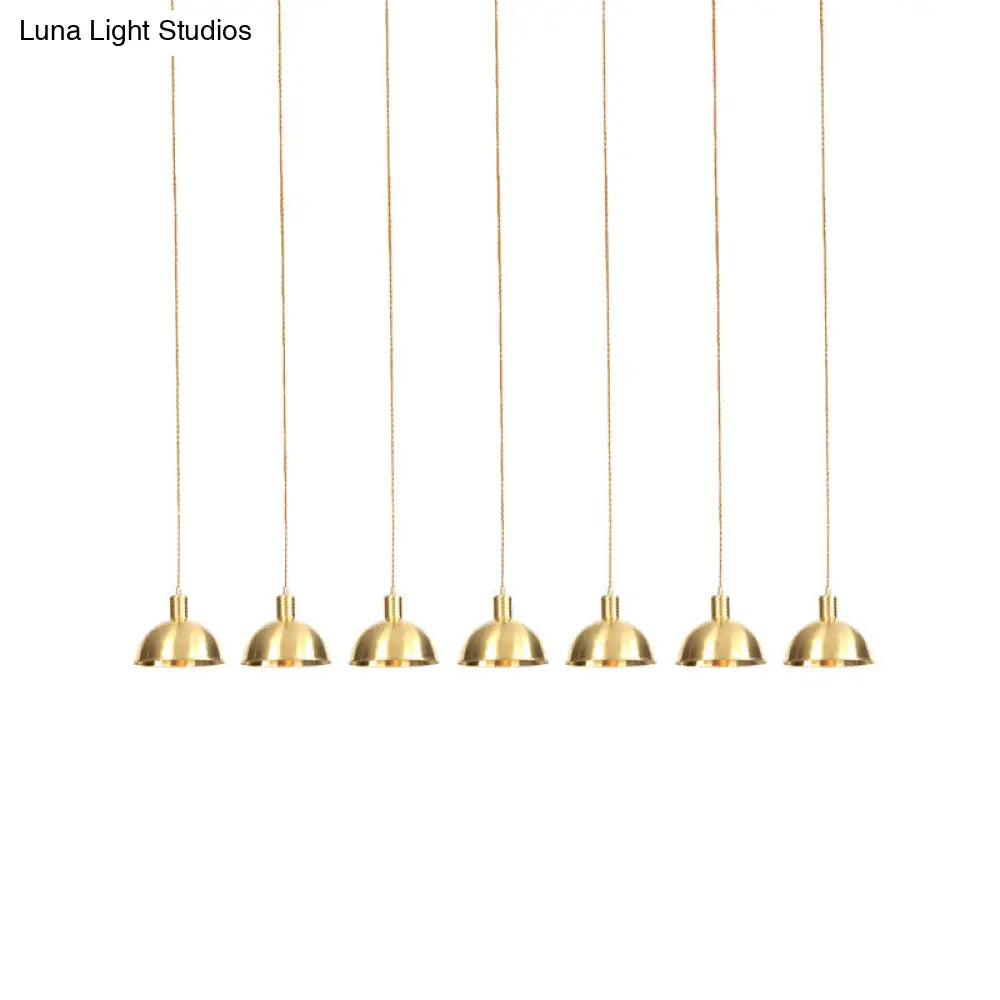 Industrial Multi-Hanging Pendant Lamp with Gold Dome Shade - 3/5/7 Lights for Restaurant Lighting