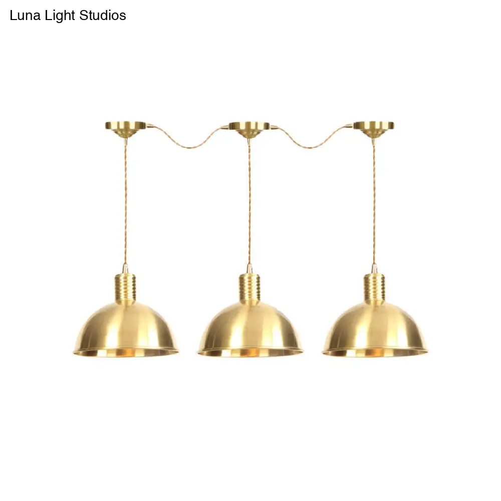 Industrial Multi-Hanging Pendant Lamp with Gold Dome Shade - 3/5/7 Lights for Restaurant Lighting