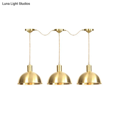 Industrial Multi-Hanging Pendant Lamp with Gold Dome Shade - 3/5/7 Lights for Restaurant Lighting