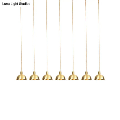 Industrial Multi-Hanging Pendant Lamp with Gold Dome Shade - 3/5/7 Lights for Restaurant Lighting