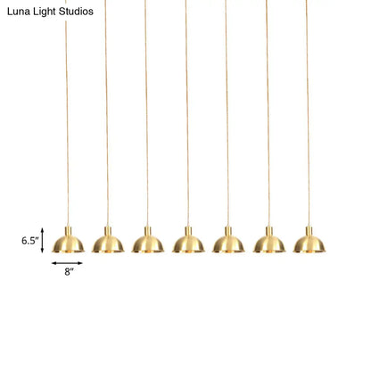 Industrial Multi-Hanging Pendant Lamp with Gold Dome Shade - 3/5/7 Lights for Restaurant Lighting