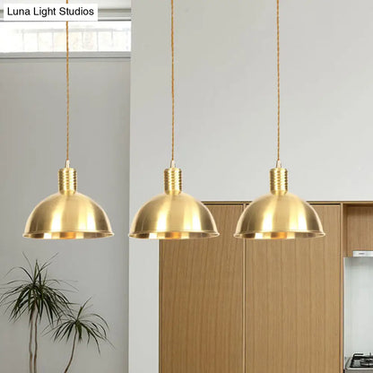 Industrial Multi-Hanging Pendant Lamp with Gold Dome Shade - 3/5/7 Lights for Restaurant Lighting