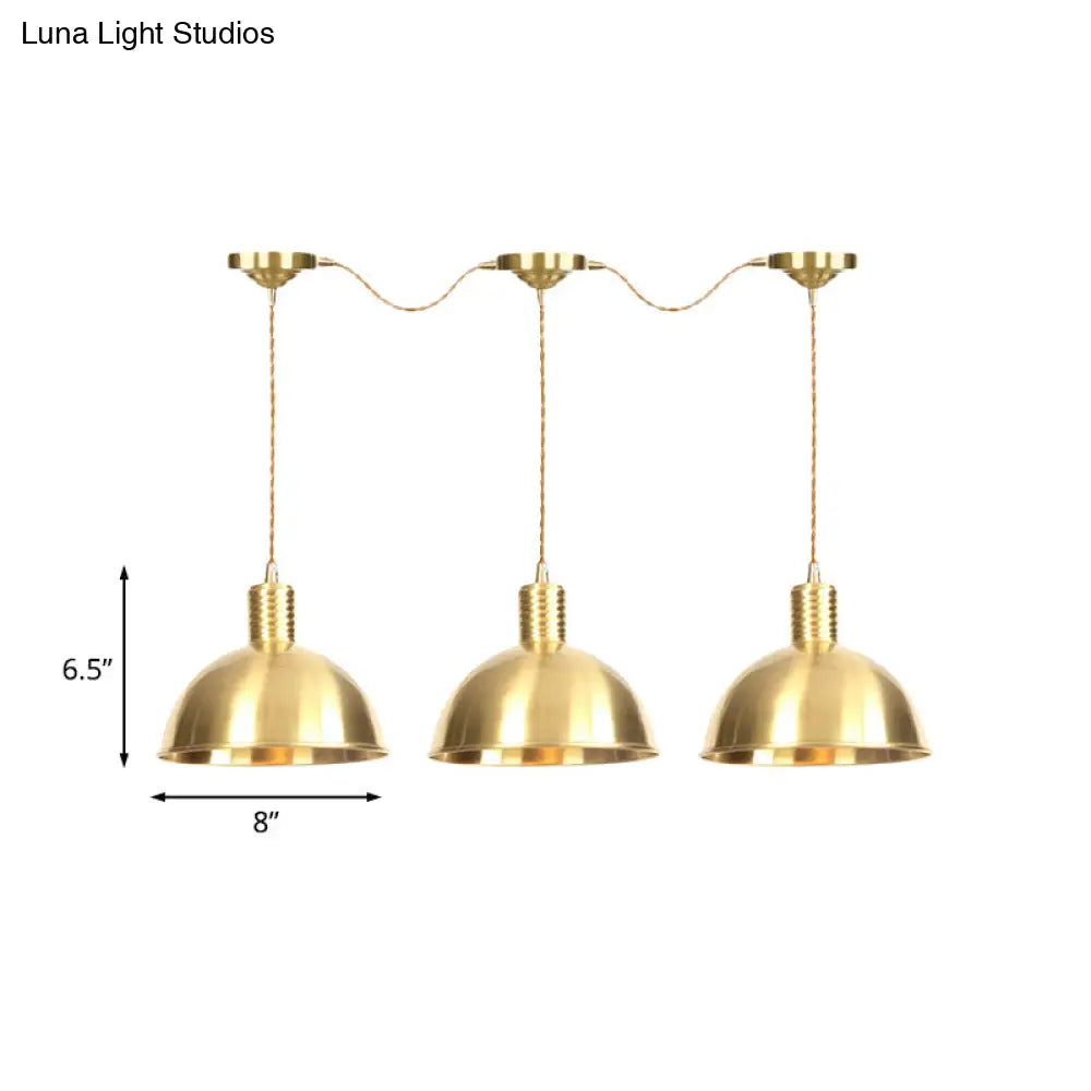 Industrial Multi-Hanging Pendant Lamp with Gold Dome Shade - 3/5/7 Lights for Restaurant Lighting