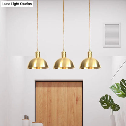 Industrial Multi-Hanging Pendant Lamp with Gold Dome Shade - 3/5/7 Lights for Restaurant Lighting