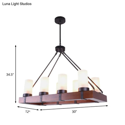 DecorBites™ Industrial Multi-Light Pendant with Opal Glass & Black Cylinder Design, Includes Wooden Rectangle, Ideal for Islands