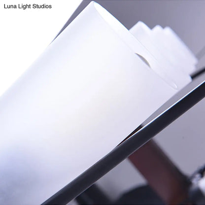 DecorBites™ Industrial Multi-Light Pendant with Opal Glass & Black Cylinder Design, Includes Wooden Rectangle, Ideal for Islands