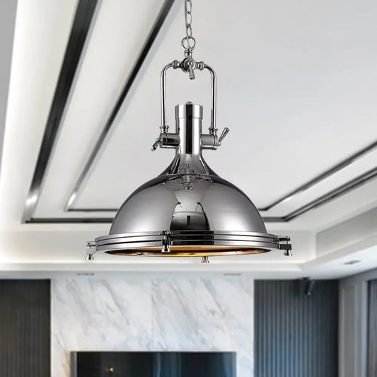 Industrial Nickel Pendant Light with Swivel Joint for Kitchen - Elegant and Bright