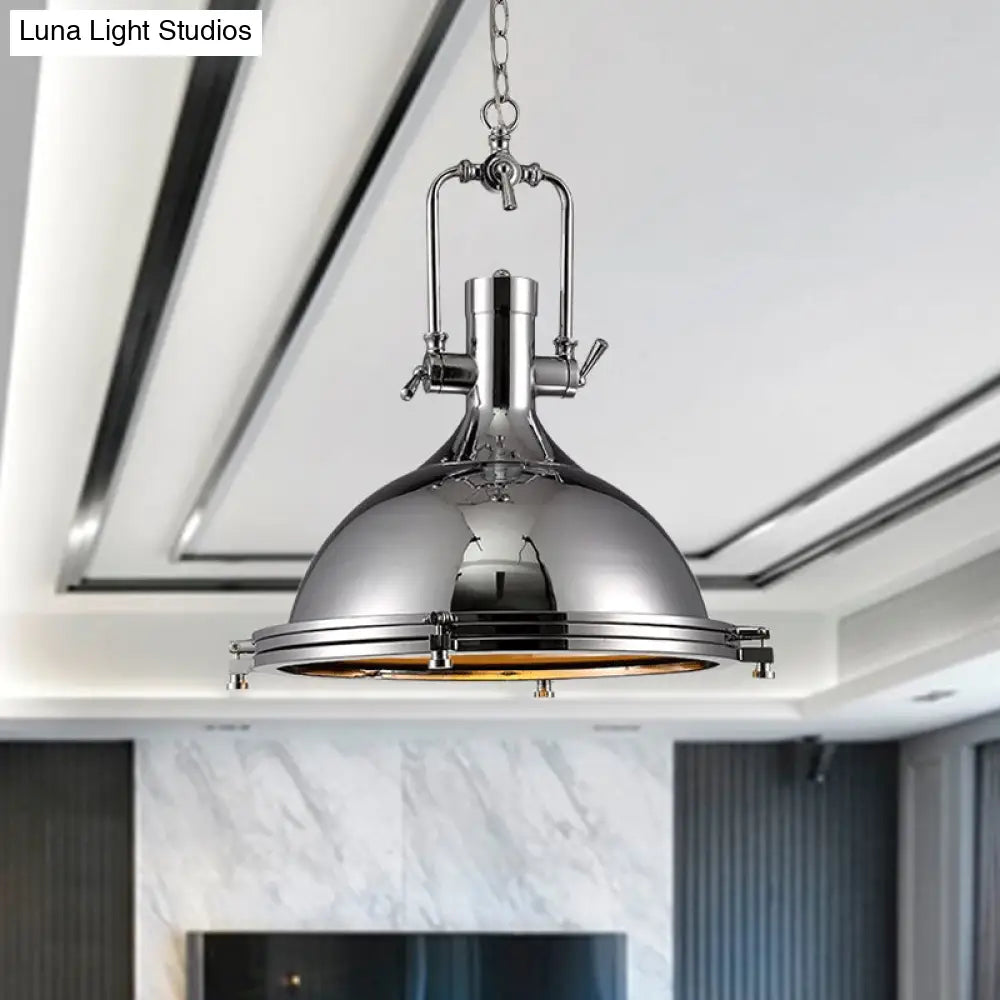 Industrial Nickel Pendant Light with Swivel Joint for Kitchen - Elegant and Bright