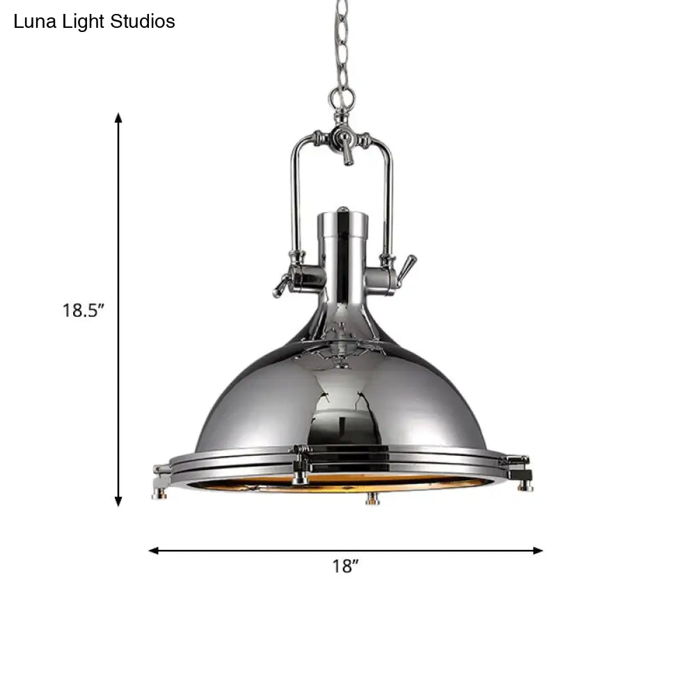 Industrial Nickel Pendant Light with Swivel Joint for Kitchen - Elegant and Bright