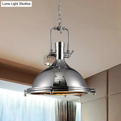 Industrial Nickel Pendant Light with Swivel Joint for Kitchen - Elegant and Bright