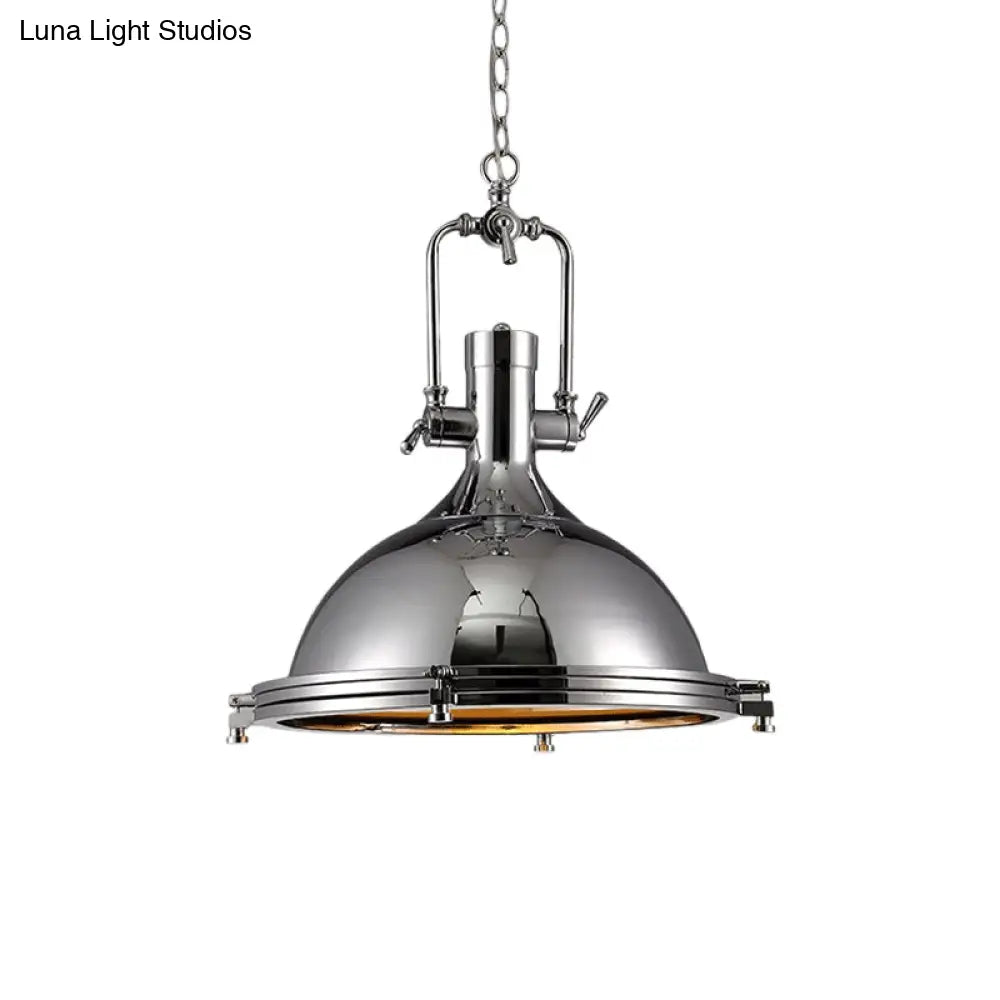 Industrial Nickel Pendant Light with Swivel Joint for Kitchen - Elegant and Bright