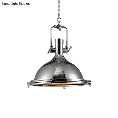 Industrial Nickel Pendant Light with Swivel Joint for Kitchen - Elegant and Bright